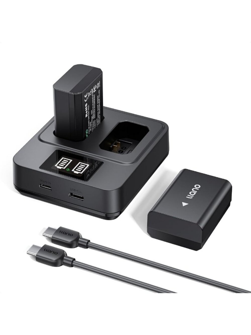 2-Pack NP-FW50 Batteries & 20W Fast Charger for Sony A6400 Camera - High